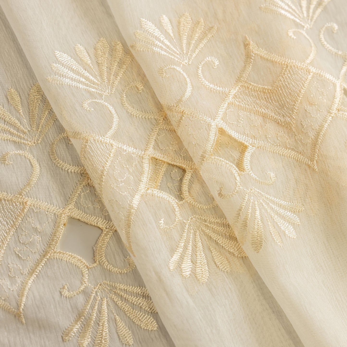 Custom-Made Geometric Embroidered Sheer Curtains