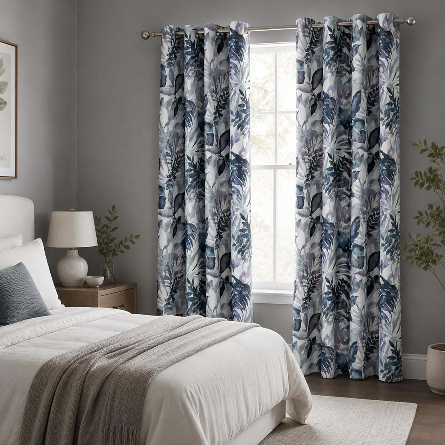 Custom-Made Vintage Leaf Print Room Darkening Curtains
