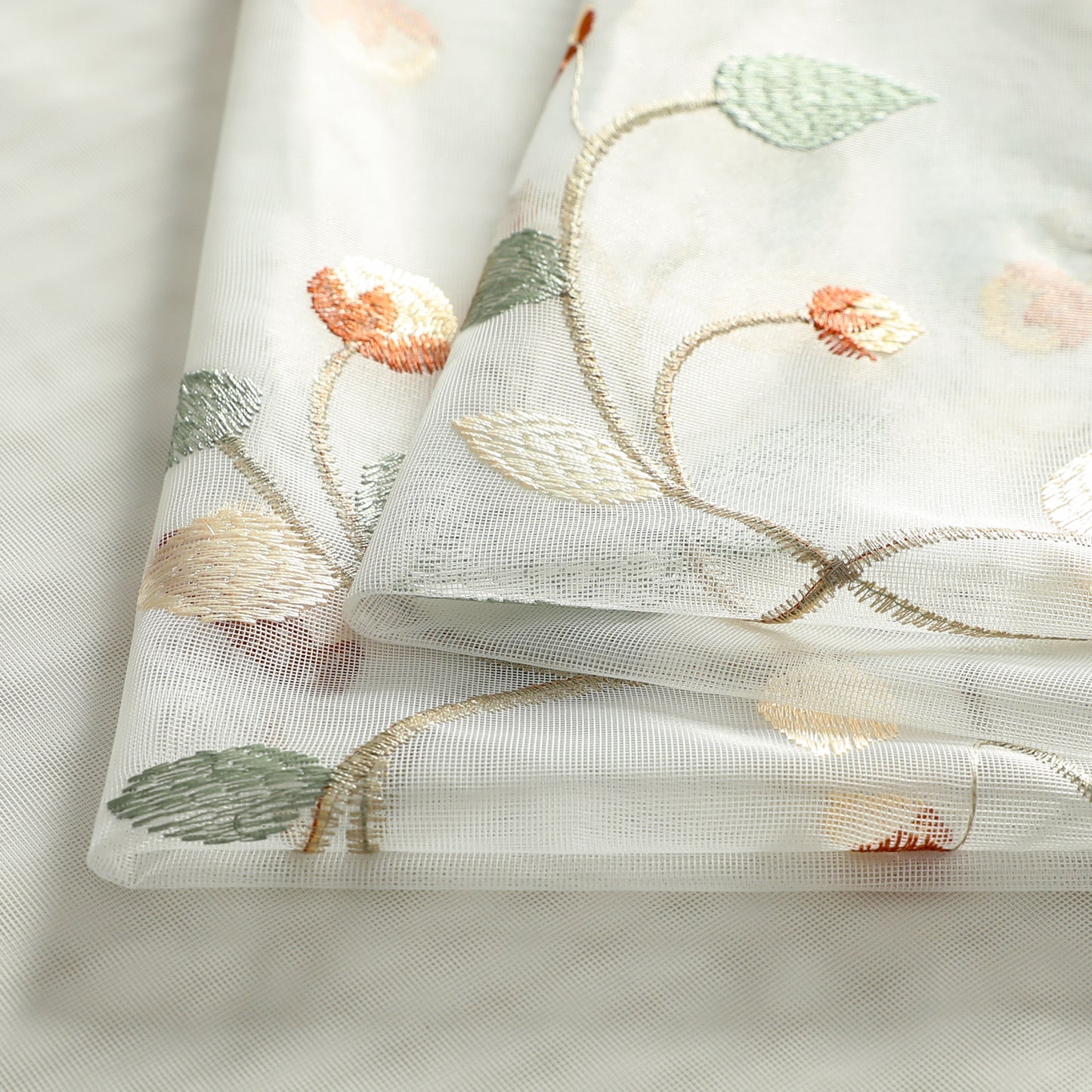 Custom-Made Botanical Vine Embroidered Sheer Curtains