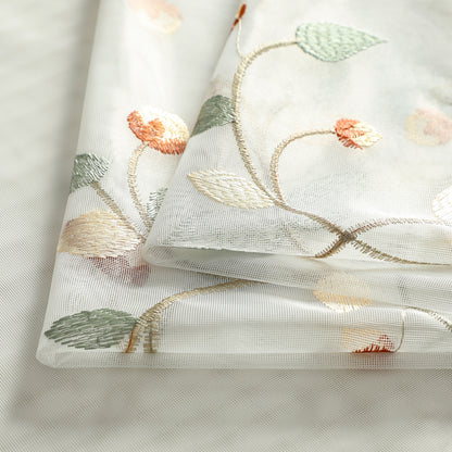 Custom-Made Botanical Vine Embroidered Sheer Curtains