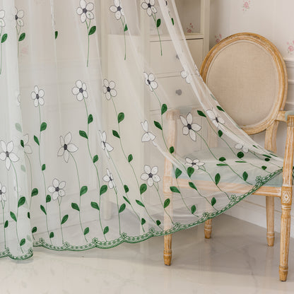 Custom-Made Wild Daisy Embroidered Sheer Curtains