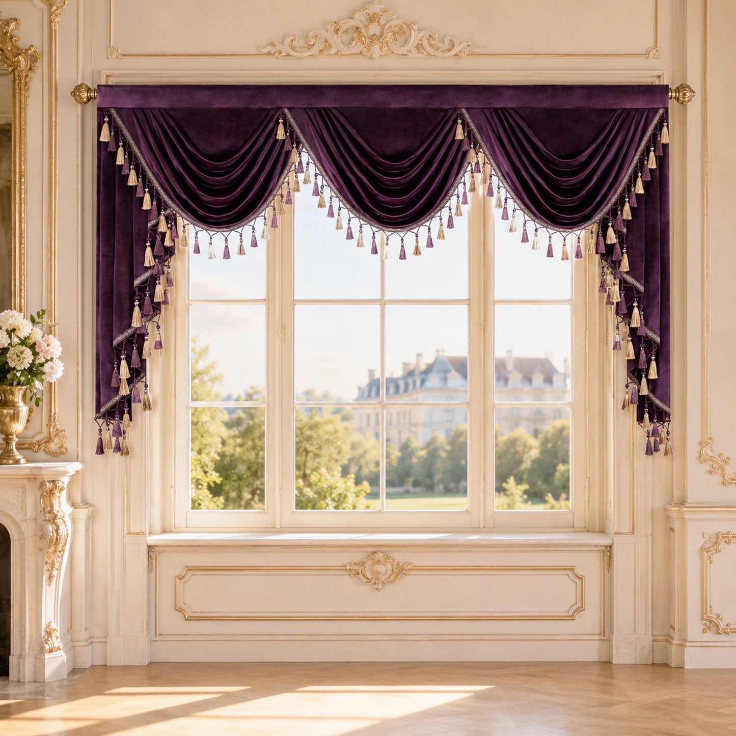 Custom-Made Solid Velvet Waterfall Valance