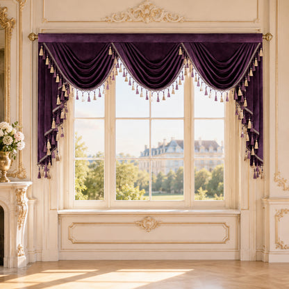 Custom-Made Solid Velvet Waterfall Valance