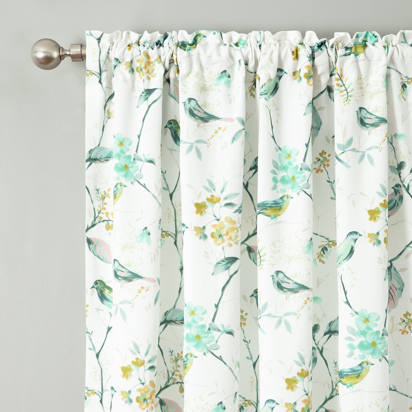 Custom-Made Bird Print Cotton Light Filtering Curtains