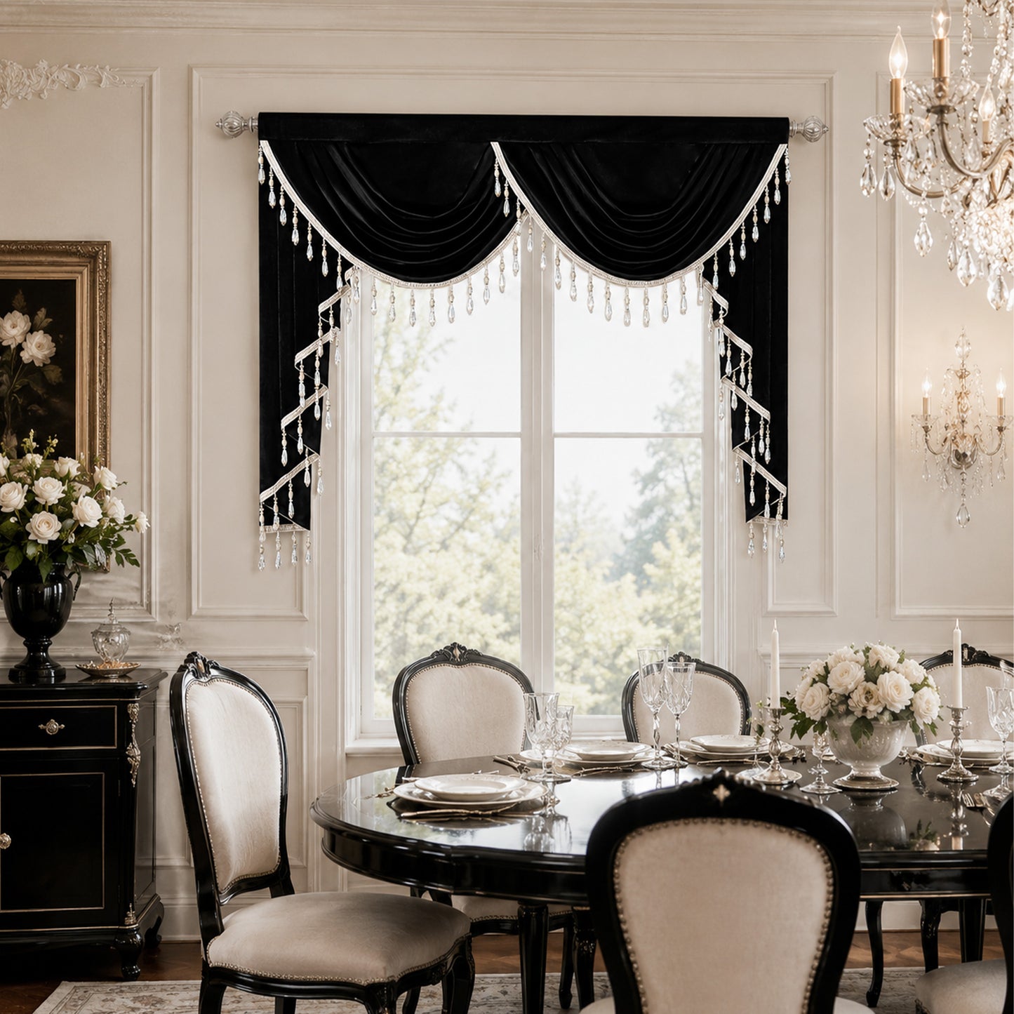 Custom-Made Solid Velvet Waterfall Valance