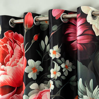 Custom-Made Vintage Floral Print Room Darkening Curtains