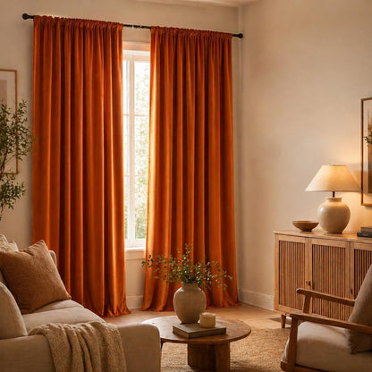 Custom-Made Solid Velvet Room Darkening Curtains