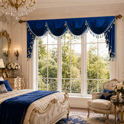 Custom-Made Solid Velvet Waterfall Valance