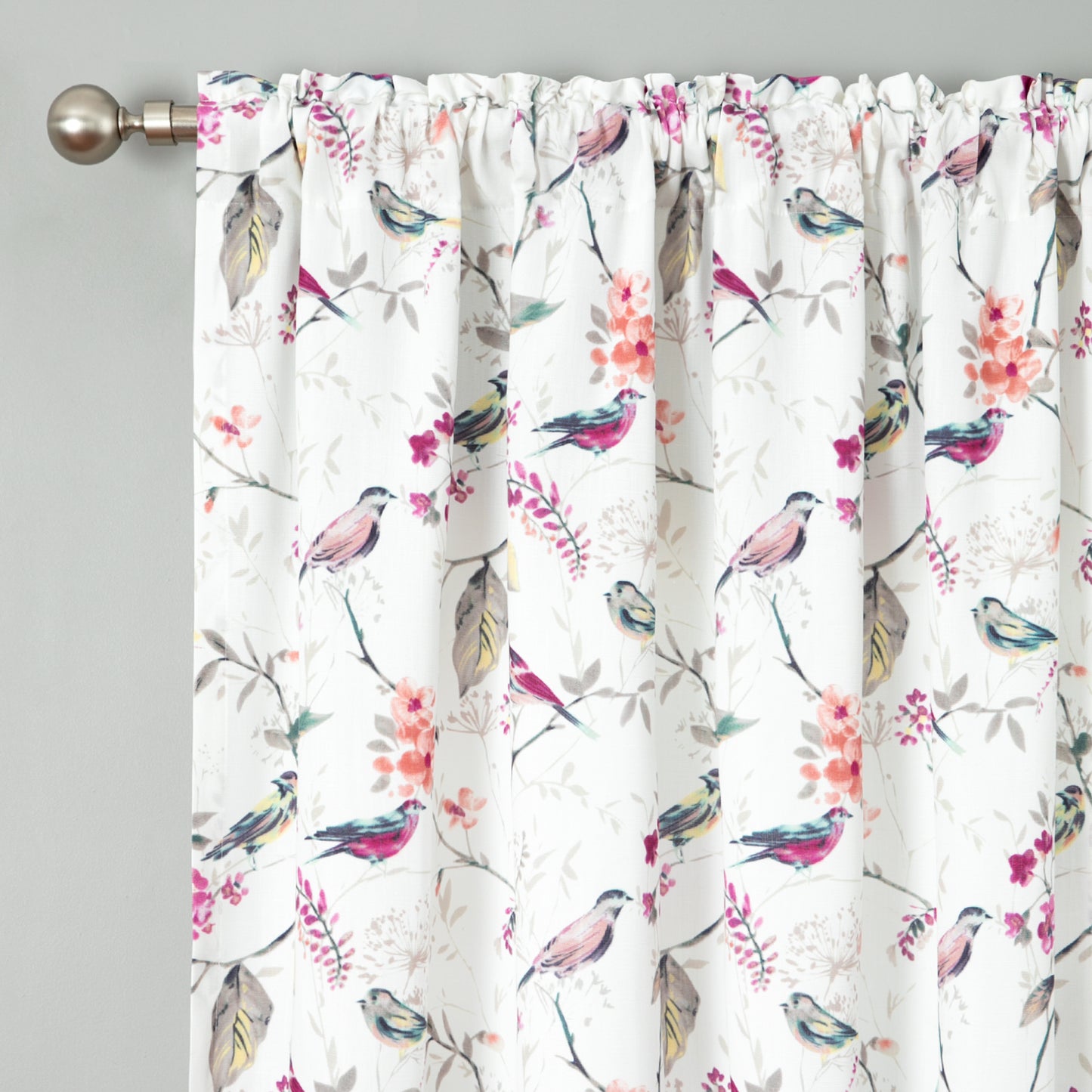 Custom-Made Bird Print Cotton Light Filtering Curtains