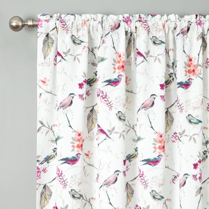 Custom-Made Bird Print Cotton Light Filtering Curtains