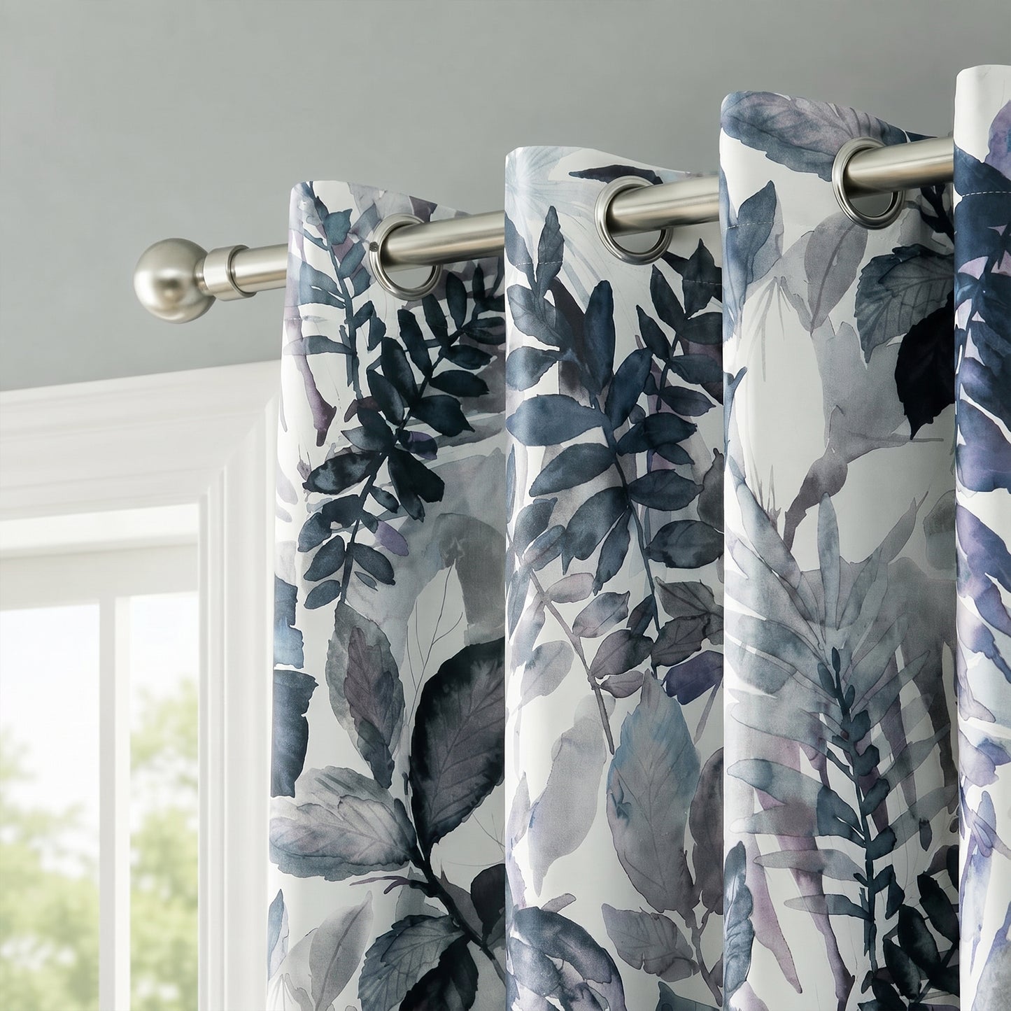Custom-Made Vintage Leaf Print Room Darkening Curtains