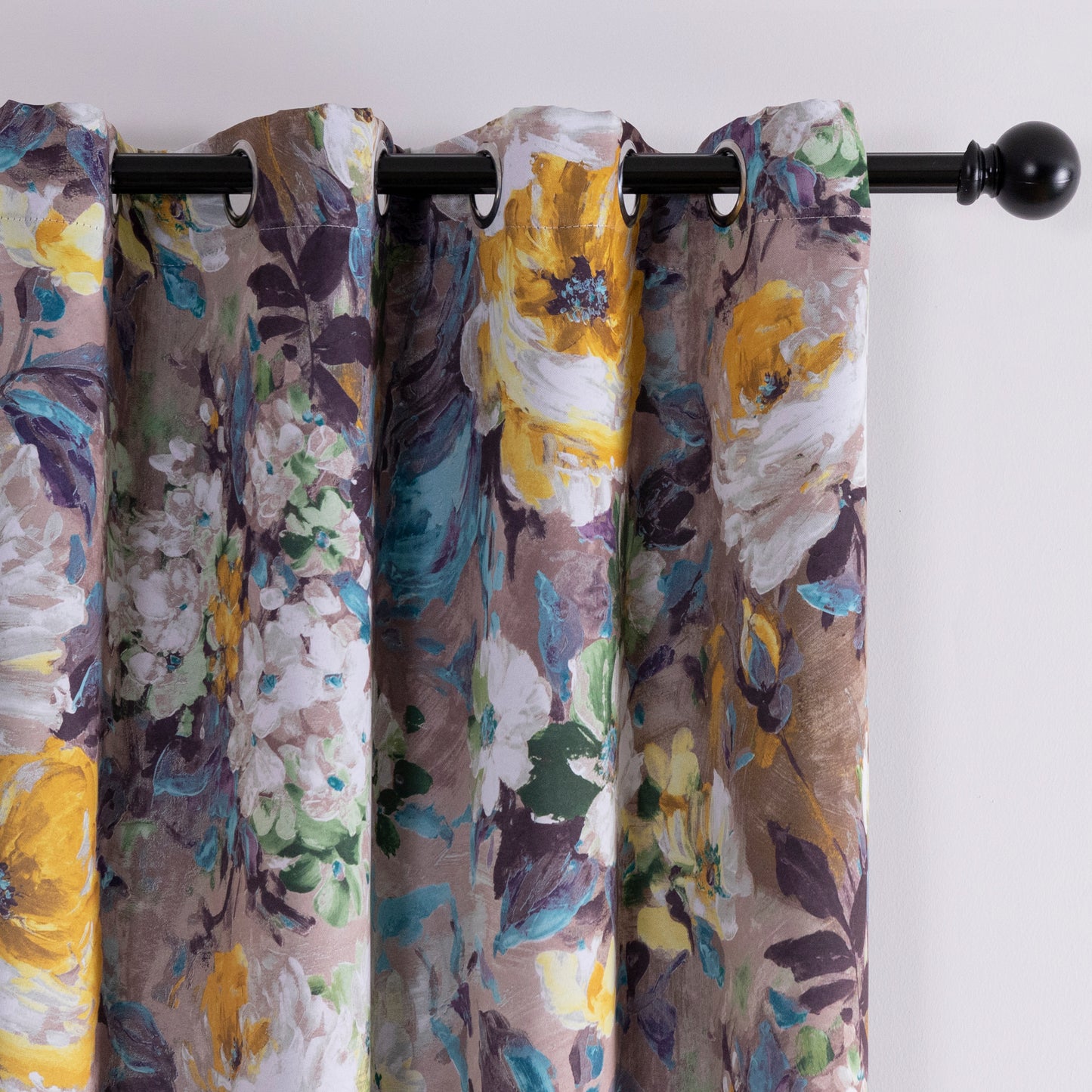 Custom-Made Vintage Large Floral Print Room Darkening Curtains