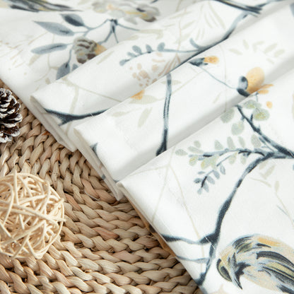 Custom-Made Bird Print Cotton Light Filtering Curtains