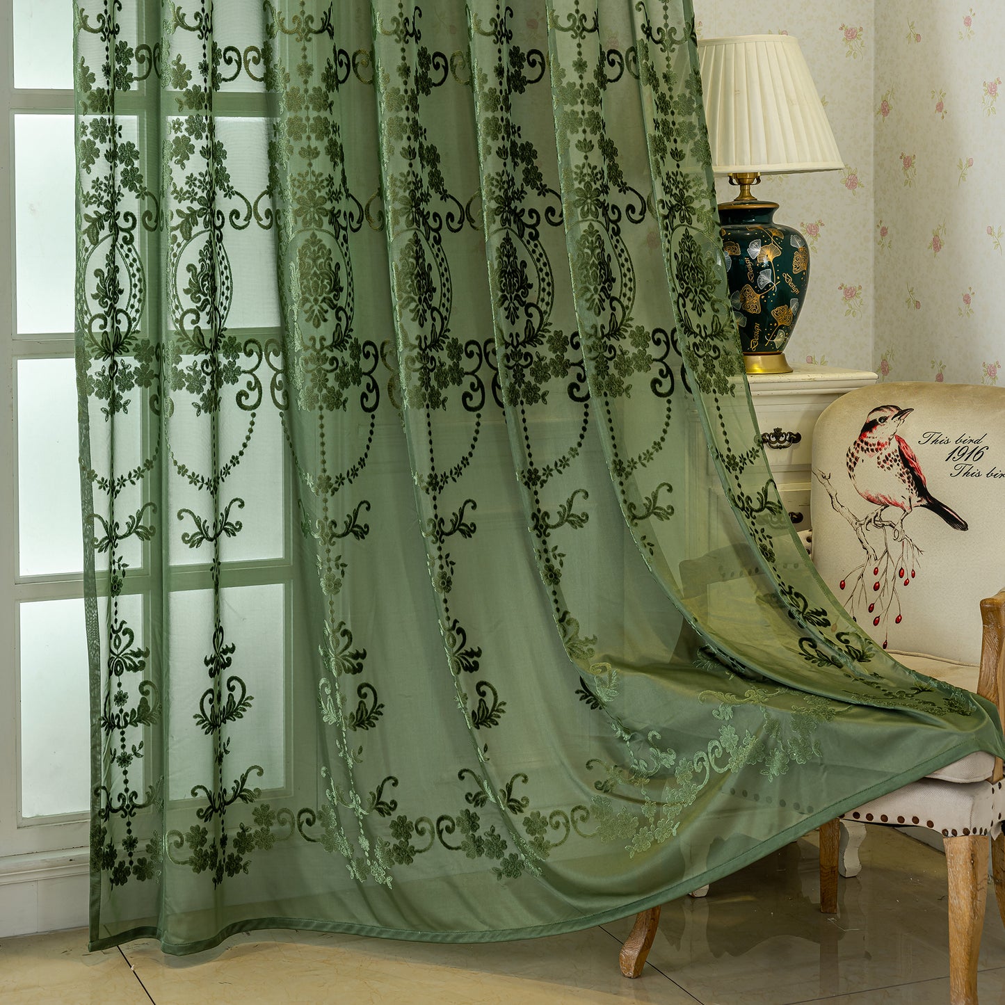 Custom-Made Vintage Jacquard Sheer Curtains