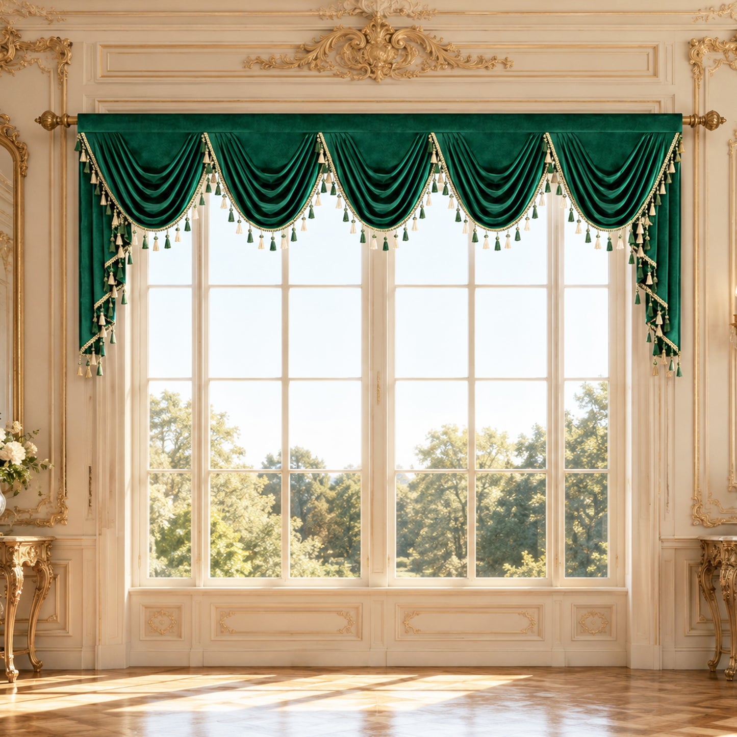 Custom-Made Solid Velvet Waterfall Valance