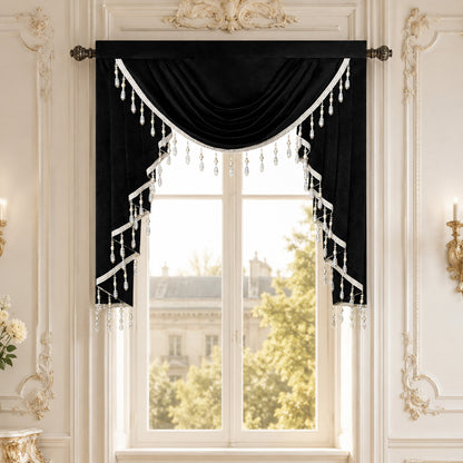 Custom-Made Solid Velvet Waterfall Valance