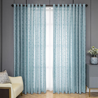 Custom-Made Country Style Floral Jacquard Sheer Curtains