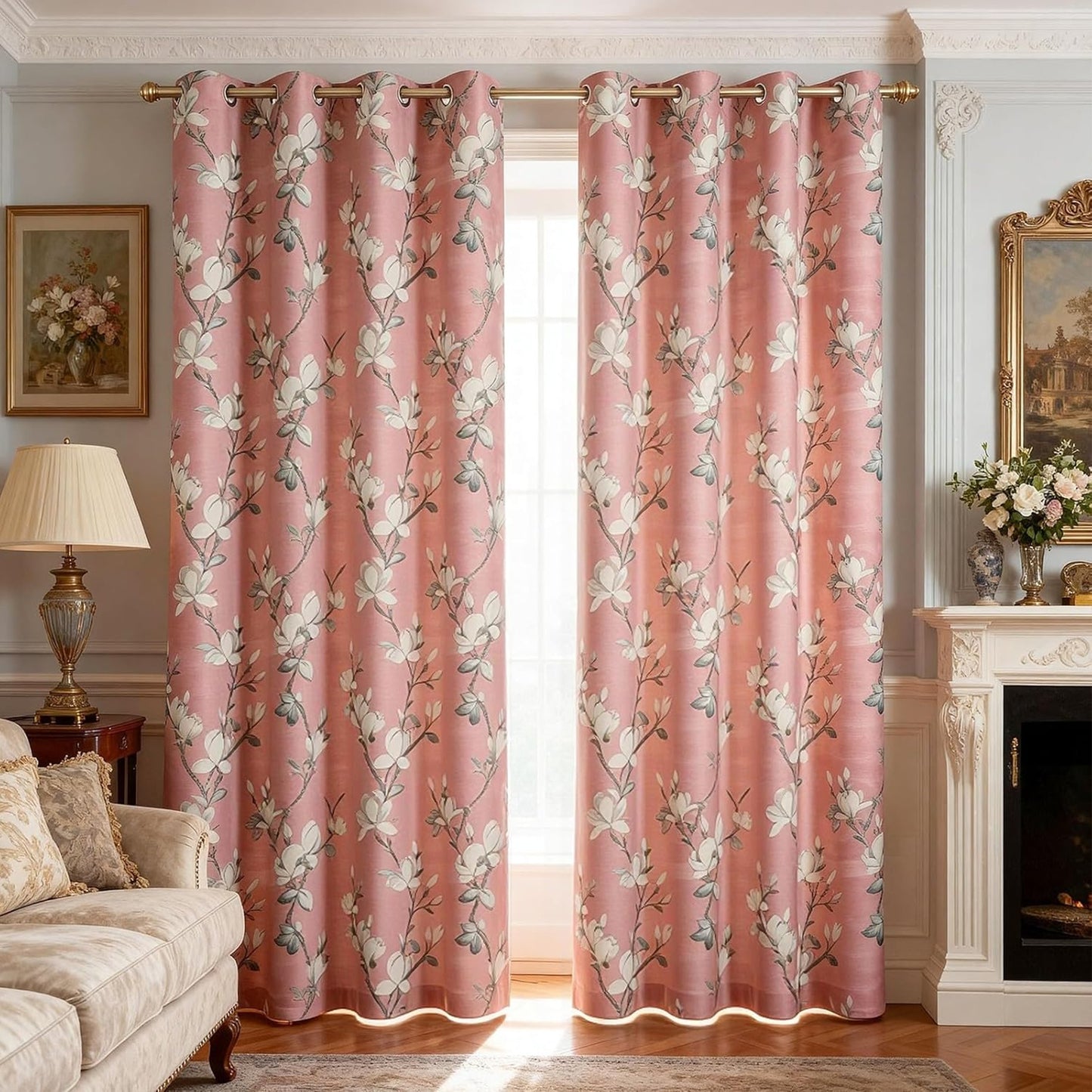 Custom-Made Country Floral Print Room Darkening Curtains