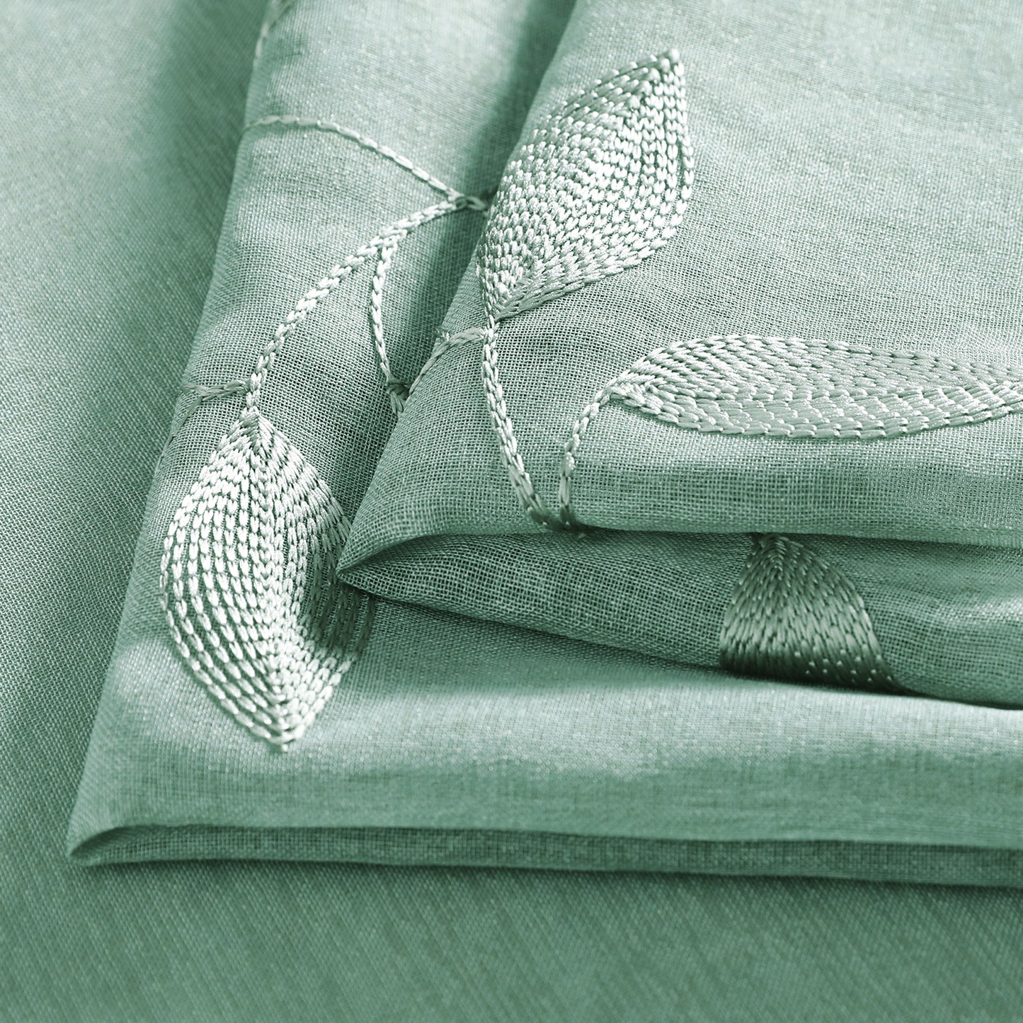 Custom-Made Leaf Embroidered Sheer Curtains