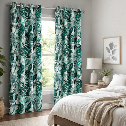 Custom-Made Vintage Leaf Print Room Darkening Curtains