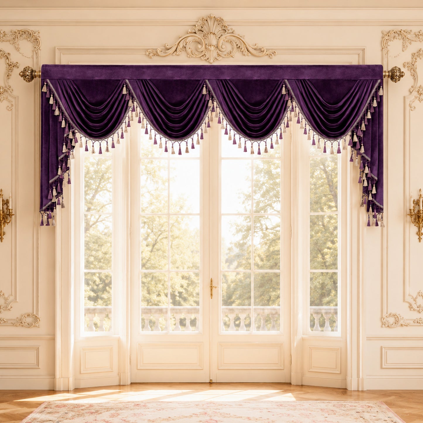 Custom-Made Solid Velvet Waterfall Valance