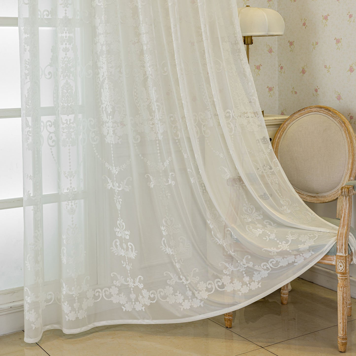 Custom-Made Vintage Jacquard Sheer Curtains