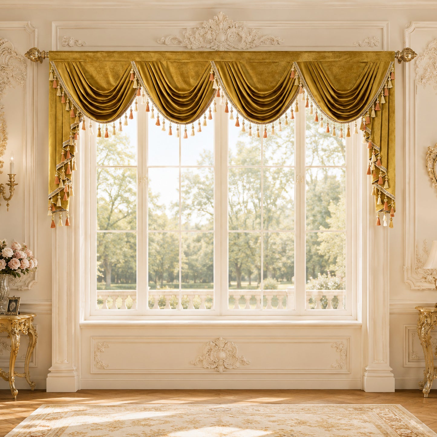 Custom-Made Solid Velvet Waterfall Valance
