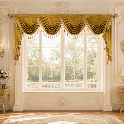 Custom-Made Solid Velvet Waterfall Valance