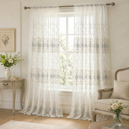 Custom-Made Vintage Light Luxury Embroidered Sheer Curtains