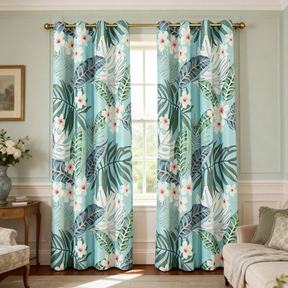 Custom-Made Vintage Floral Print Room Darkening Curtains