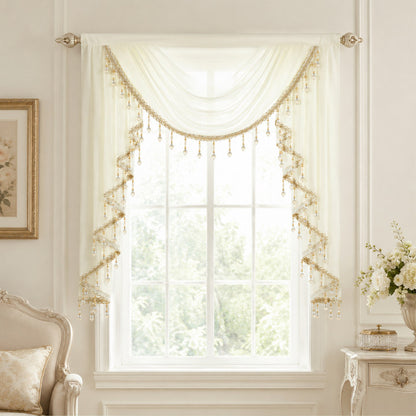 Custom-Made Solid Sheer Waterfall Valance