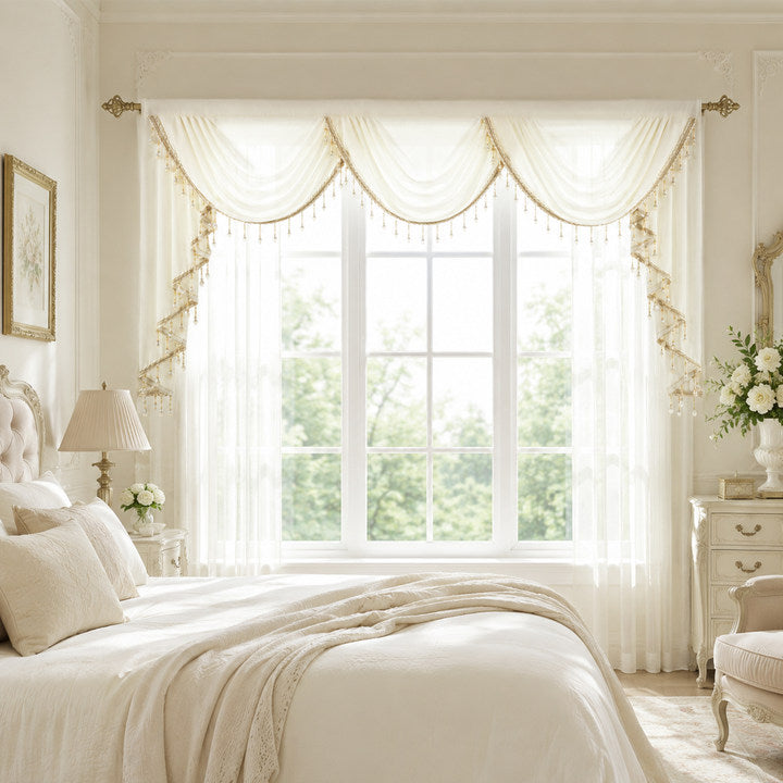 Custom-Made Solid Sheer Waterfall Valance