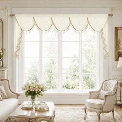 Custom-Made Solid Sheer Waterfall Valance