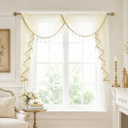 Custom-Made Solid Sheer Waterfall Valance