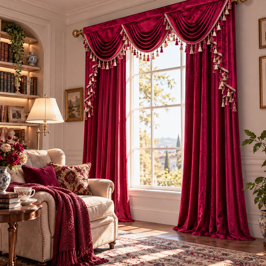 Custom-Made Solid Velvet Waterfall Valance